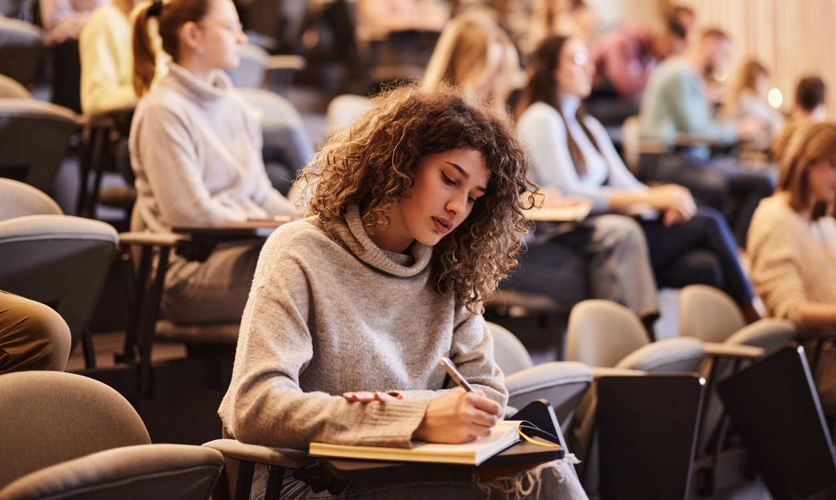college student in classroom